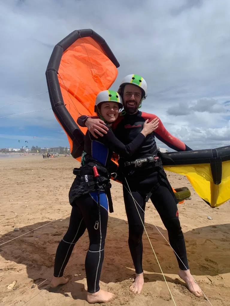 Bodydrag coaché lors d’un 2 jours de kitesurf Essaouira, baie l’après-midi